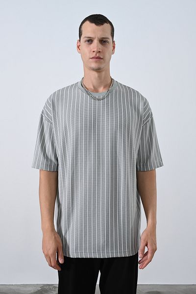 İLKCET MODA تيشيرت رجالي مخطط عادي