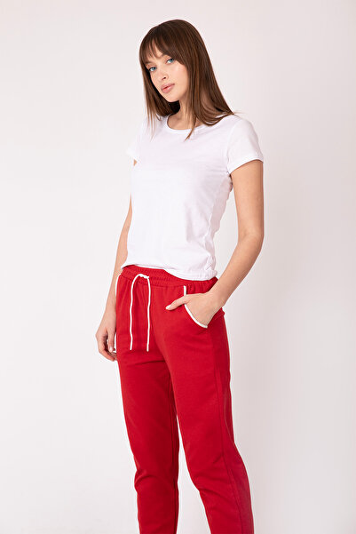 ROVİ Kırmızı Spor Paça Lastikli Eşofman