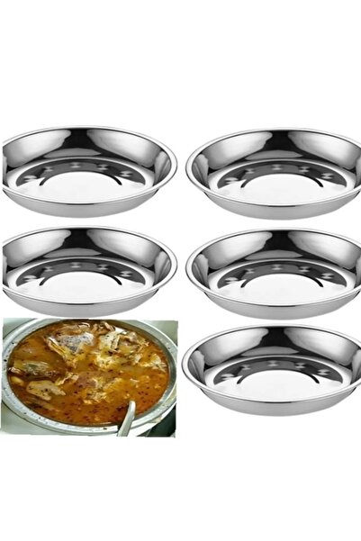 BİODATA 6 Adet Paslanmaz Çelik Yemek Tabağı 15cm Yüksek Kenar Paça Tabak Yaşam Boyu Kullanım Garantili Çok