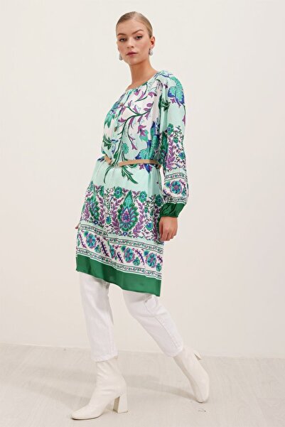 Bigdart 5902 Šaty s páskovým vzorem - Zelené