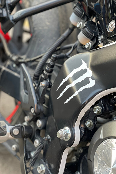 Banxtre Motor Uyumlu Dekoratif Sticker Monster Beyaz Renk Dekoratif Etiket