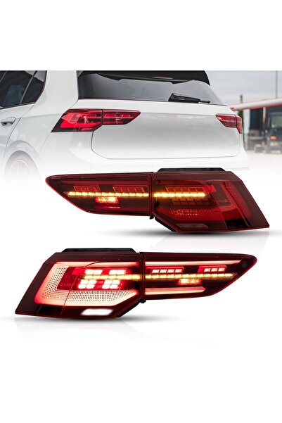 X POWER TUNİNG Volksvagen golf8 2020-2022 uyumlu kırmızı  r  ledli arka stop ...