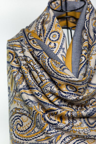 MAWLANA CASHMERE & SILK MODAL CASHMERE JACQUARD SHAL (WITH BAZLI)