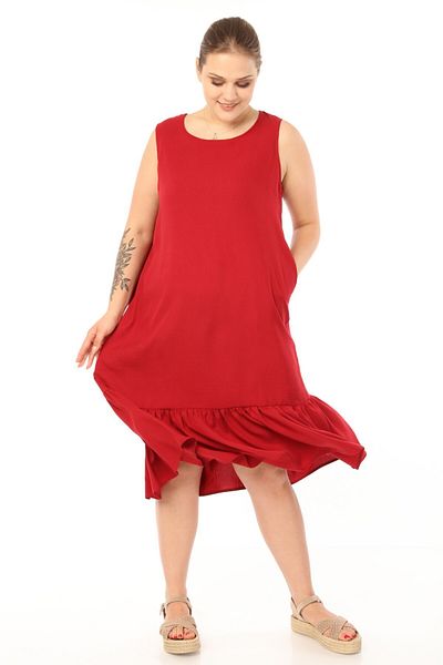 SCHIK Burgundy Sleeveless Plus Size Women's Dress - Sckwm21El01