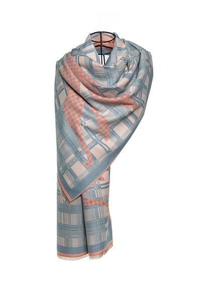 MAWLANA CASHMERE & SILK MODAL CASHMERE JACQUARD SHAL (HORSE)