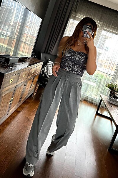 Sohotique By P Sametový flitrovaný bustier bez ramínek černo-stříbrný