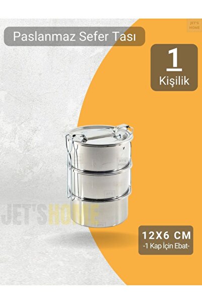 Jet's Home 3’lü Sefer Tası 12x6 cm Yemek Taşıma Kabı Paslanmaz Çelik No:1