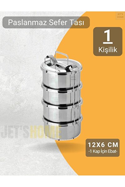 Jet's Home 4’lü Sefer Tası 12x6 cm Yemek Taşıma Kabı Paslanmaz Çelik No:1