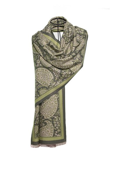 MAWLANA CASHMERE & SILK MODAL CASHMERE JACQUARD SHAL (LEADED)