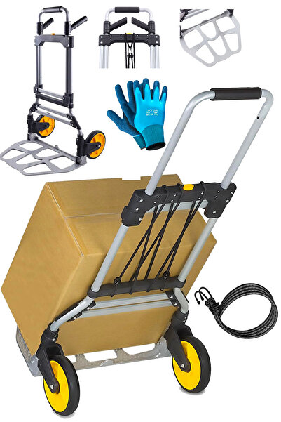 stilmax XL Büyük Boy 120Kg Kapasiteli Katlanır El Arabası Teleskopik 360° Döner Kol ve Kaymaz Tekerlekler