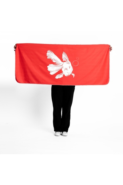 The Lucid Lab شال صوف السمك بيتا الأحمر الناعم