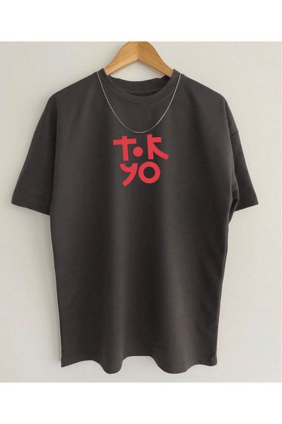 Pasage Μπλουζάκι Unisex Oversize Tokyo εμπριμέ μαύρο, καλοκαίρι, βαμβακερό