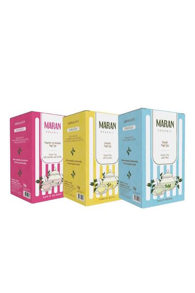 MARAN شاي أخضر بالياسمين والفانيليا والليمون والنعناع 3 عبوات 450 جم