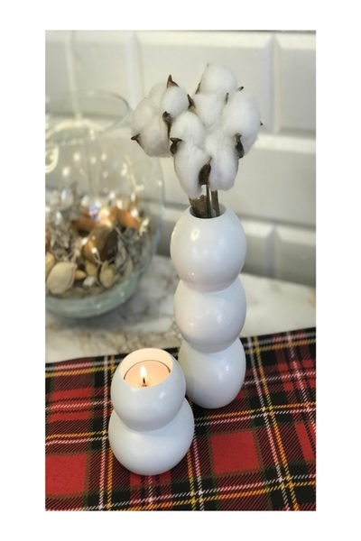 BLANJ HobinCaN Tealight Mumluk ve Vazo Seti 2'li Set