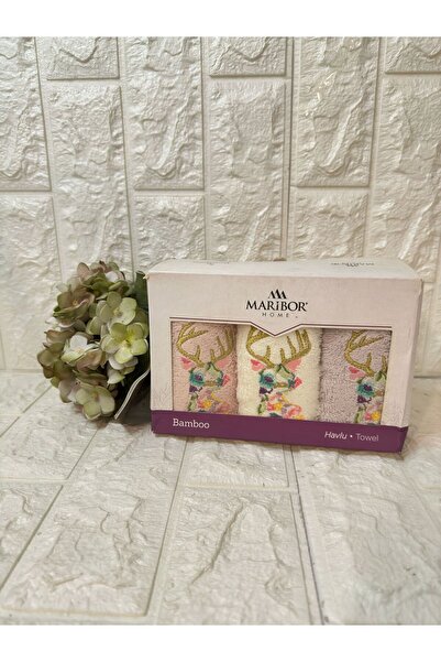 MARİBOR 3'lü  Mutfak Havlusu  Nakışlı Bambu 50x30 Cm