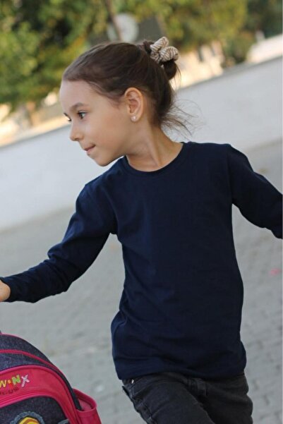 Çiggo Kids Unisex Bisiklet Yaka Basic Uzun Kollu Çocuk T-shirt (4-13) Yaş