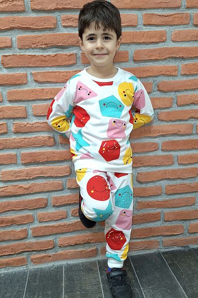 endudu Noul sezon cu forme geometrice de sezon Emoji Printed Set de 2 unisex