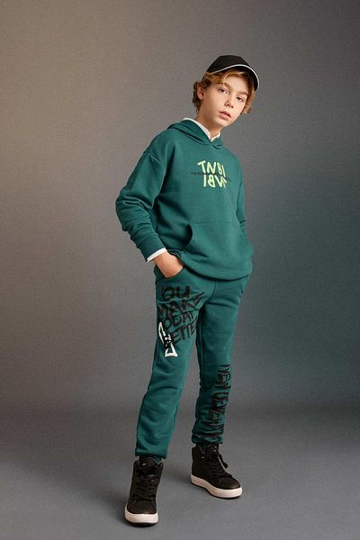 DeFacto Boy's Printed Lace-Up Waist Elastic Leg Pocket Jogger Sweatpants C0399A823Cw