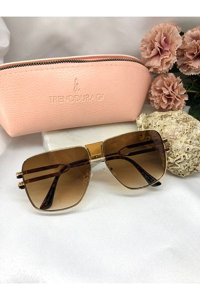 Di Caprio Fery Square Rectangle Brown Women's Sunglasses