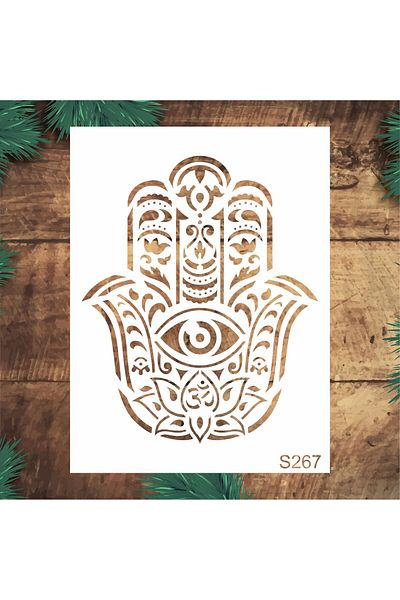 STENCİLTASARIM Stencil Design S267 Hamse Wall Wooden Pattern Pattern Glass Painting Pattern