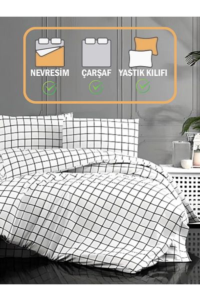 QURRY King Size Minikaro Ranforce Duvet Cover Set with Sheets, Duvet Cover Set