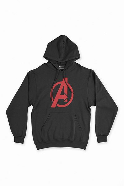 Cix Hanorac negru cu glugă cu logo roșu Avengers