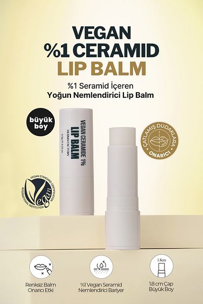 DERMA FACTORY Large Size Intensive Moisturizing Lip Balm Containing 1% Ceramide Derma Factory Vegan Ceramide Lip Balm