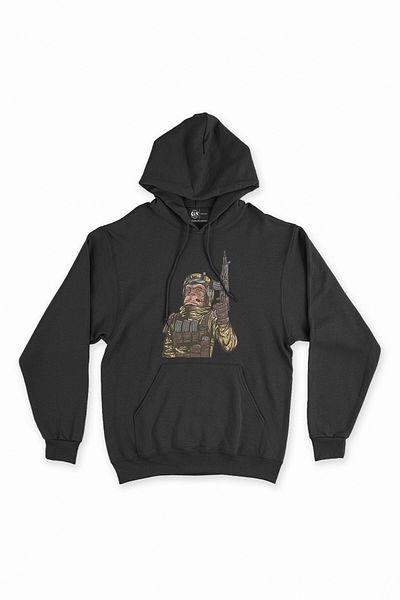 Cix Черен суитшърт с качулка Monkey - Armed Hoodie