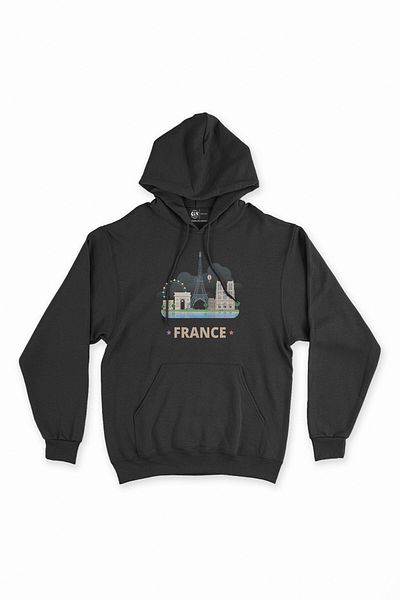 Cix Черен суитшърт с качулка France - дизайн на суичър