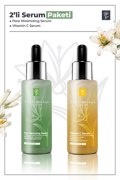 Rue Cremieux İkili Serum Paketi 30 ml Gözenek Sıkılaştırıcı Serum ve C Vitamini Serum