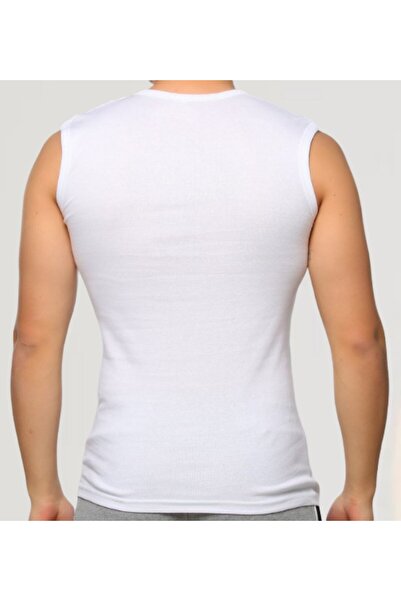 marufshop Ανδρικό μπλουζάκι με μανίκια με λαιμόκοψη Slimfit Lycra απλό λευκό