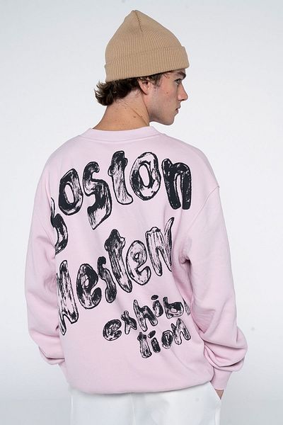 Friday Offset Ono Ανδρικό φούτερ σε σκόνη με λαιμόκοψη Extra Oversize - Rose Gold 3 νήματα