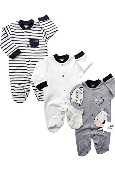 Mai Perla Cow Lamb Romper Set 3 Piece Baby Set