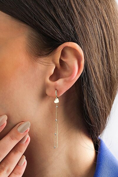 ADOR Altıın Dorika Sallantılı Kalp Küpe