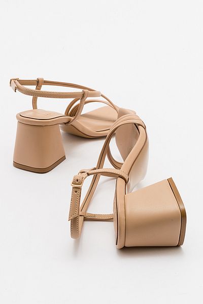 LuviShoes Dámské boty na vysokém podpatku Daisy Dark Beige Skin