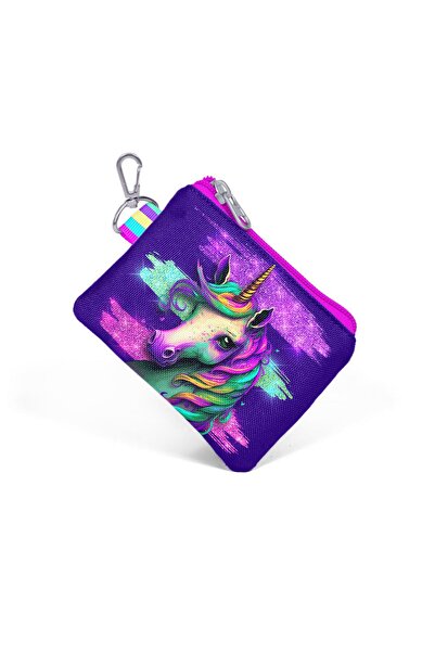 Coral High Unicorn Patterned Pink Water Green Kids Coin Purse - 21887