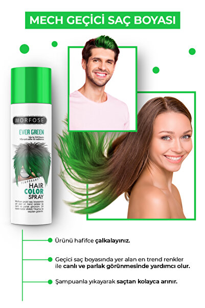 Morfose Mech 24 Saate Kadar Etkili Yeşil Renkli Saç Spreyi Ever Green 150 ml