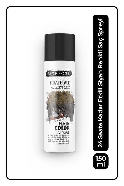 Morfose Mech 24 Saate Kadar Etkili Siyah Renkli Saç Spreyi Royal Black 150 ml