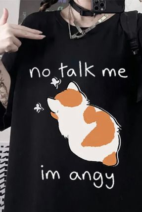 Ef Butik Siyah Unisex No Talk Me n Angy Cat T Shirt Fiyat Yorumlar Trendyol