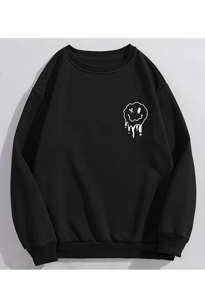 BLACKMAYS XO face Printed Oversize Hanorac fără glugă unisex