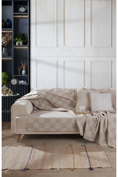 luxtex Single Checkerboard Patterned Pique - 170X230 cm Sofa Cover