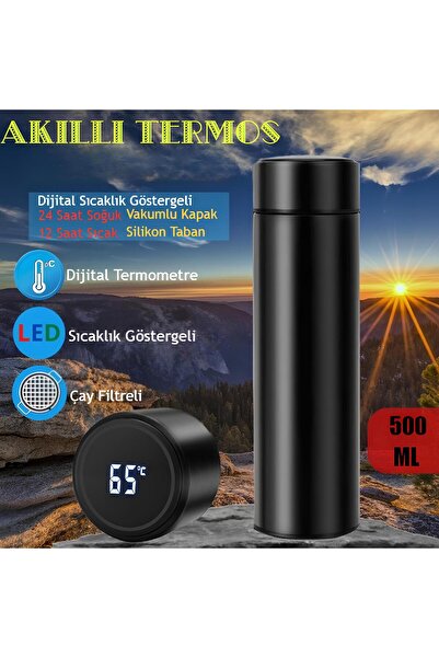 nextbuy Paslanmaz Çelik Dijital Termos 500ML Led Sıcaklık Göstergeli Akıllı T...
