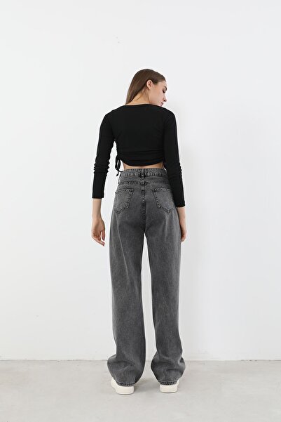 DRC trend Rose Smoke Power Lycra Super High Waist Loose Jeans Palazzo Trousers