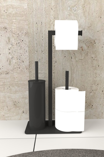 AJU حامل ورق التواليت مع حامل فرشاة المرحاض الاحتياطي المعدني الثقيل غير القا...