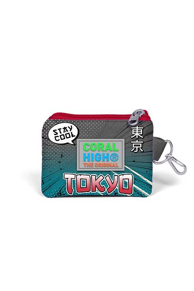 Coral High Gray Anime Motorcycle Patterned Coin Purse for Kids - 21893