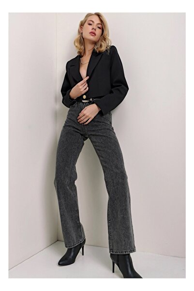 DRC trend Linda Women's Smoked Color Lycra High Waist Loose Jeans Wide Leg Jeans