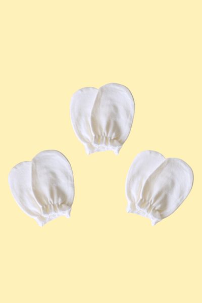 Mama Yoyo Baby&Kids Organic Cotton Baby Newborn 3 Pairs Gloves Set-Ecru