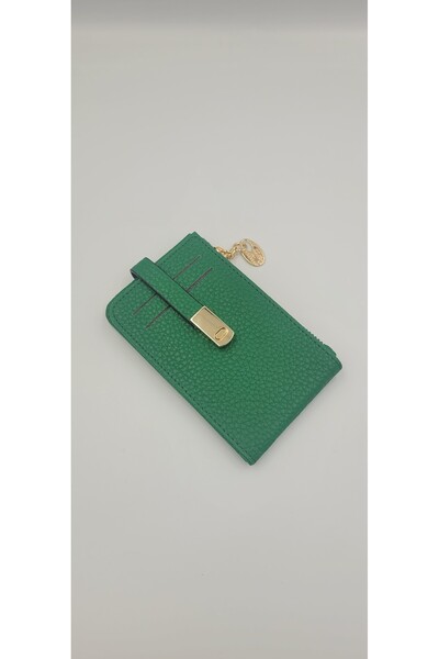 KIRASE Жіночий зелений двосторонній механічний елегантний карткотримач і гаманець