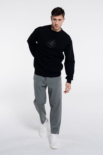 Friday Offset Ανδρικό φούτερ Dom Black Crew Neck Extra Oversize - 3 νήματα