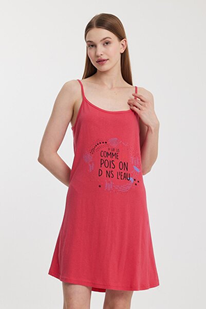 Penyelux Women's Text Printed Dress Beach Text Summer Tunic Pareo Red